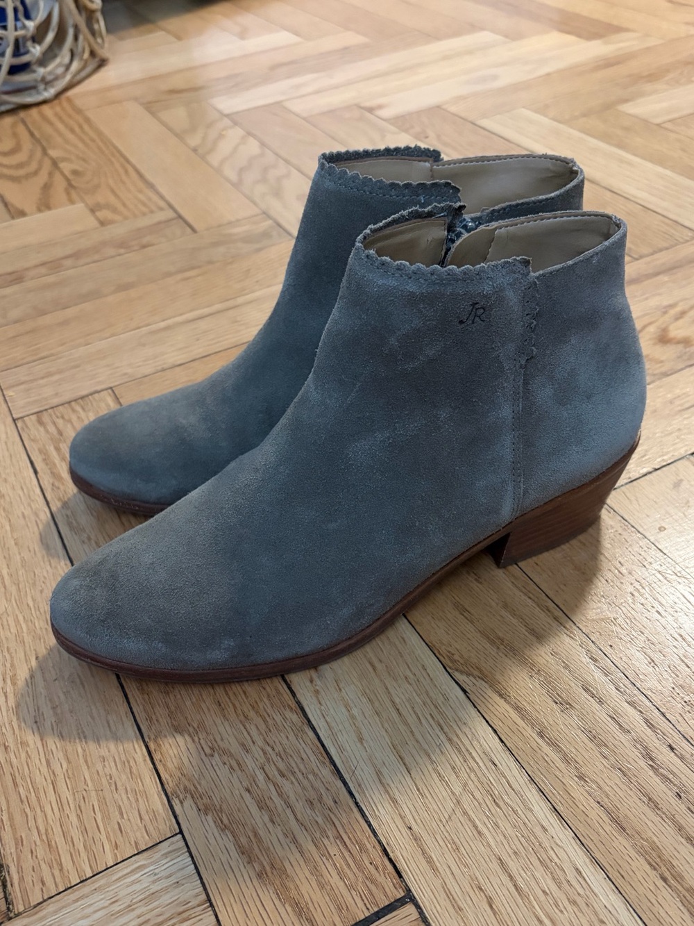 Jack Rogers Gray Suede Ankle Booties with Low Heel